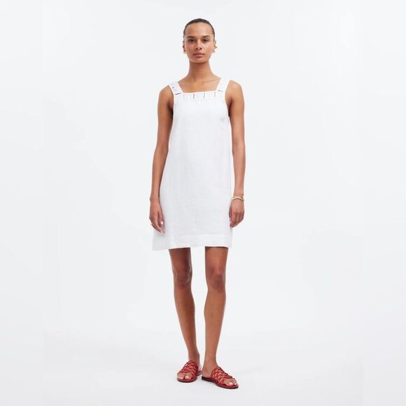 Madewell NWT Embroidered Tank Mini Dress in Linen Size 6 in Eyelet White - Picture 2 of 12